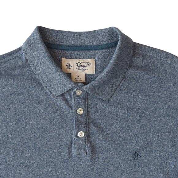 Original Penguin Blue Heather Polo Shirt – Men’s Medium - Picture 2 of 4